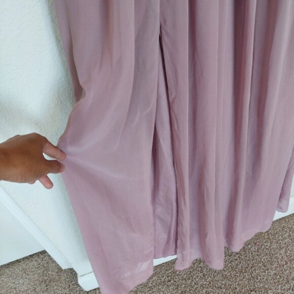 Dessy Collection Sleeveless Draped Chiffon Maxi Dress Front Slit Size 4 - Picture 4 of 13